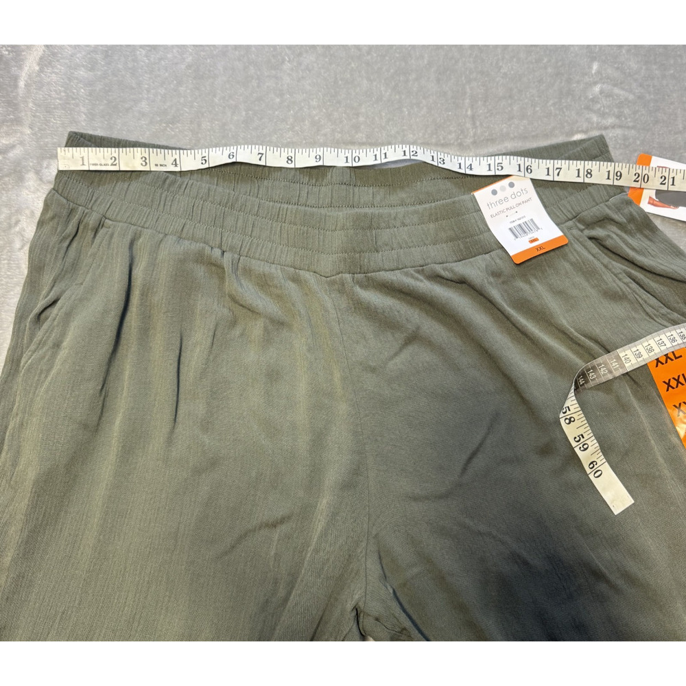 Three Dots Pants Womens XXL Green Elastic Pull On Wide Leg Pockets Rayon NWT - Picture 8 of 12